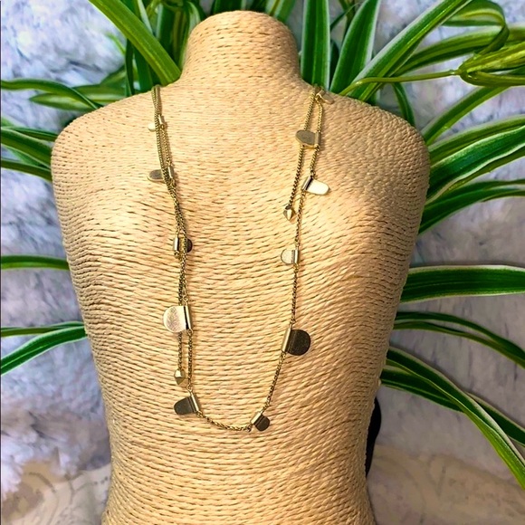 KENDRA SCOTT NECKLACE GOLD EXTRA LONG SLIDER BOLO OLIVE EUC - Picture 3 of 7